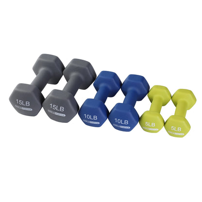 2, 3, and 5 Pound Neoprene Dumbbell Free Weight Set with Rack